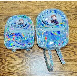 Frozen 2 Foil 10" Backpack with Glitter Front Pocket Adjustable Straps, Lot Of 2